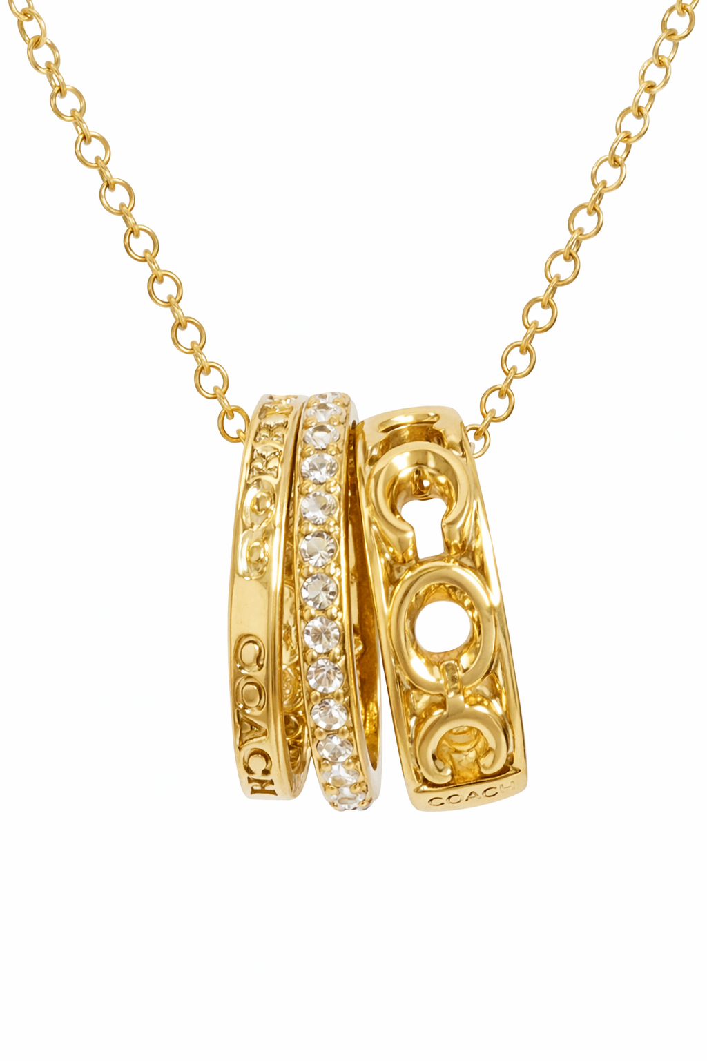 Coach Signature Rondell Necklace featuring Signature C, Pavé Crystal and COACH Charm Rondells