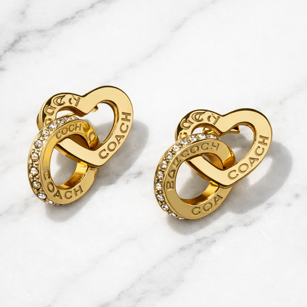 Coach Interlocking Open Circle Heart Earrings