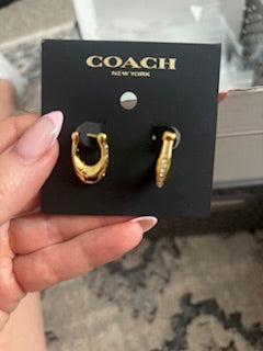 Coach Pave Signature Huggie Earrings