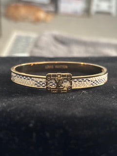 Louis Vuitton Keep it Twice Vintage Damier Azur Gold Bangle 19cm