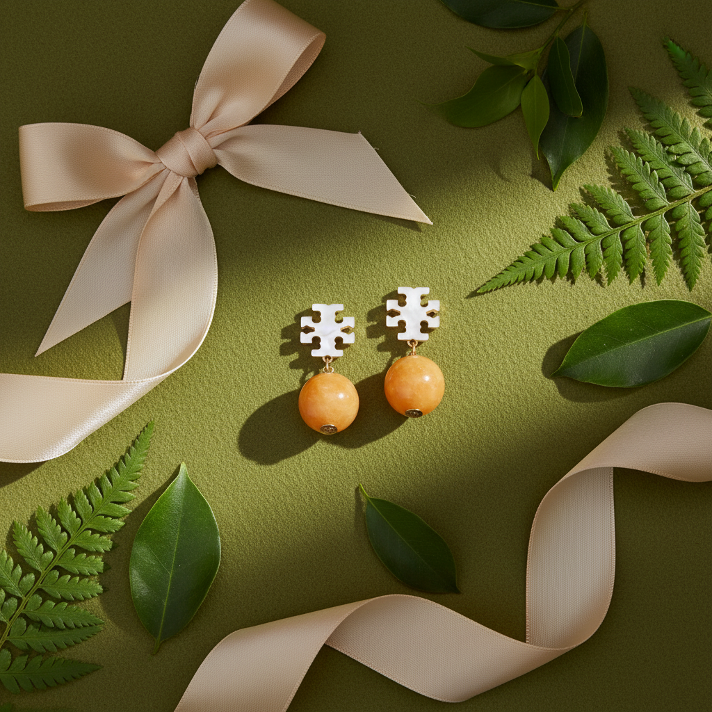 Flat lay with greenery