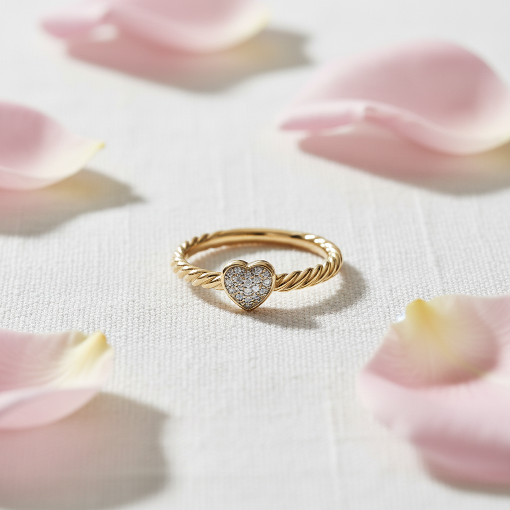 David Yurman Petite Pave Heart Ring – linen with rose petals