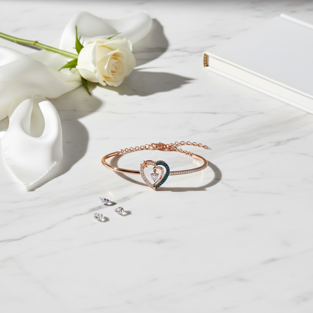 Swarovski Starry Night Bangle Bracelet - marble flat lay