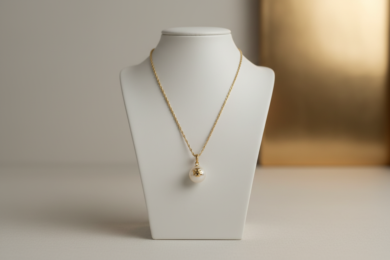 Tory Burch Pearl Necklace - studio display