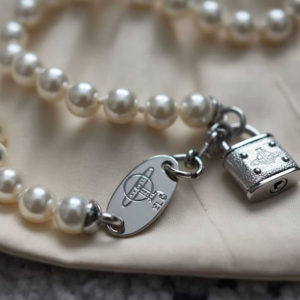 Vivienne Westwood orb padlock charm macro detail