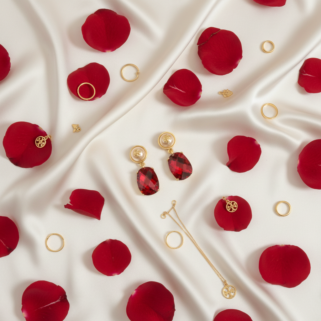 Ivory silk flat lay