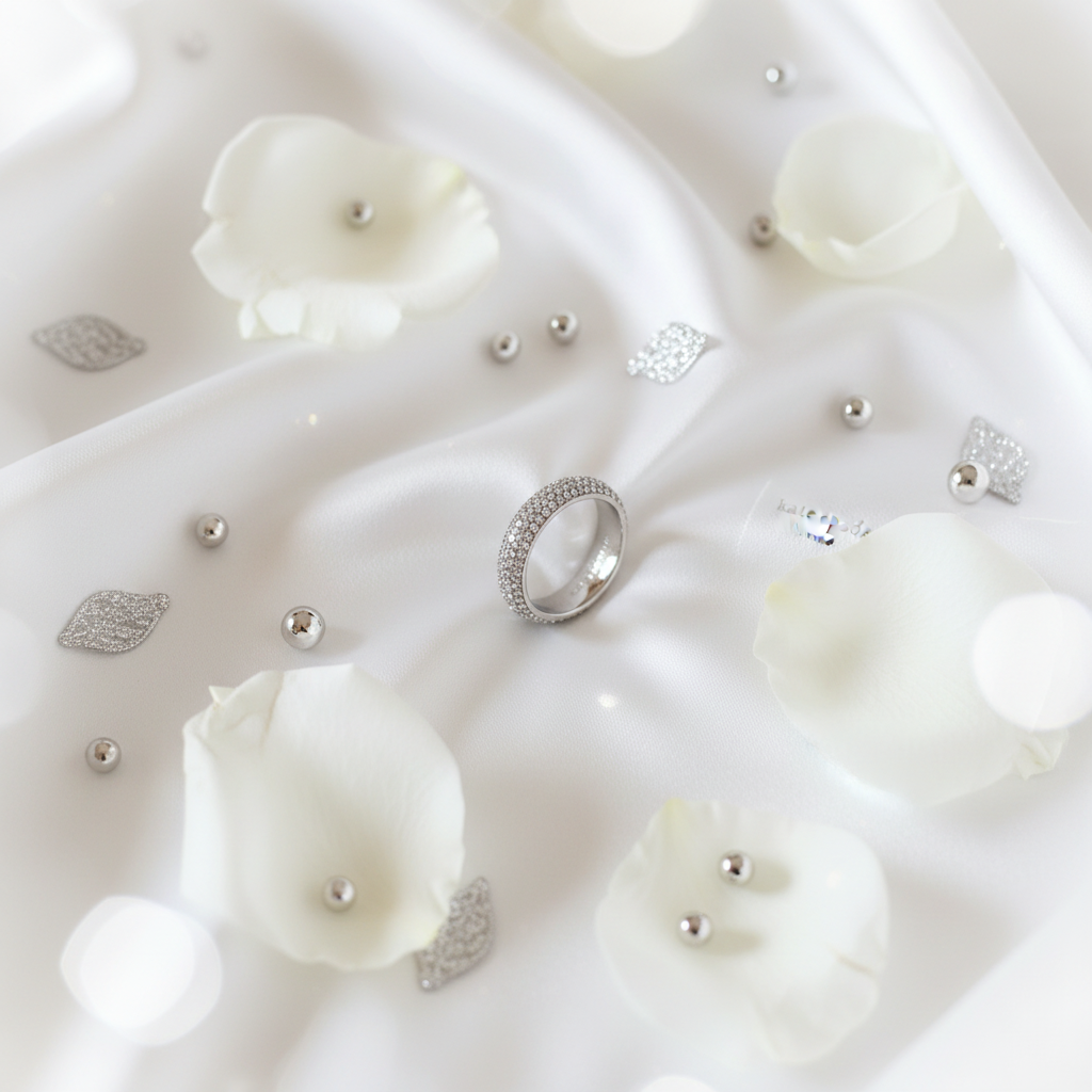 White silk flat lay