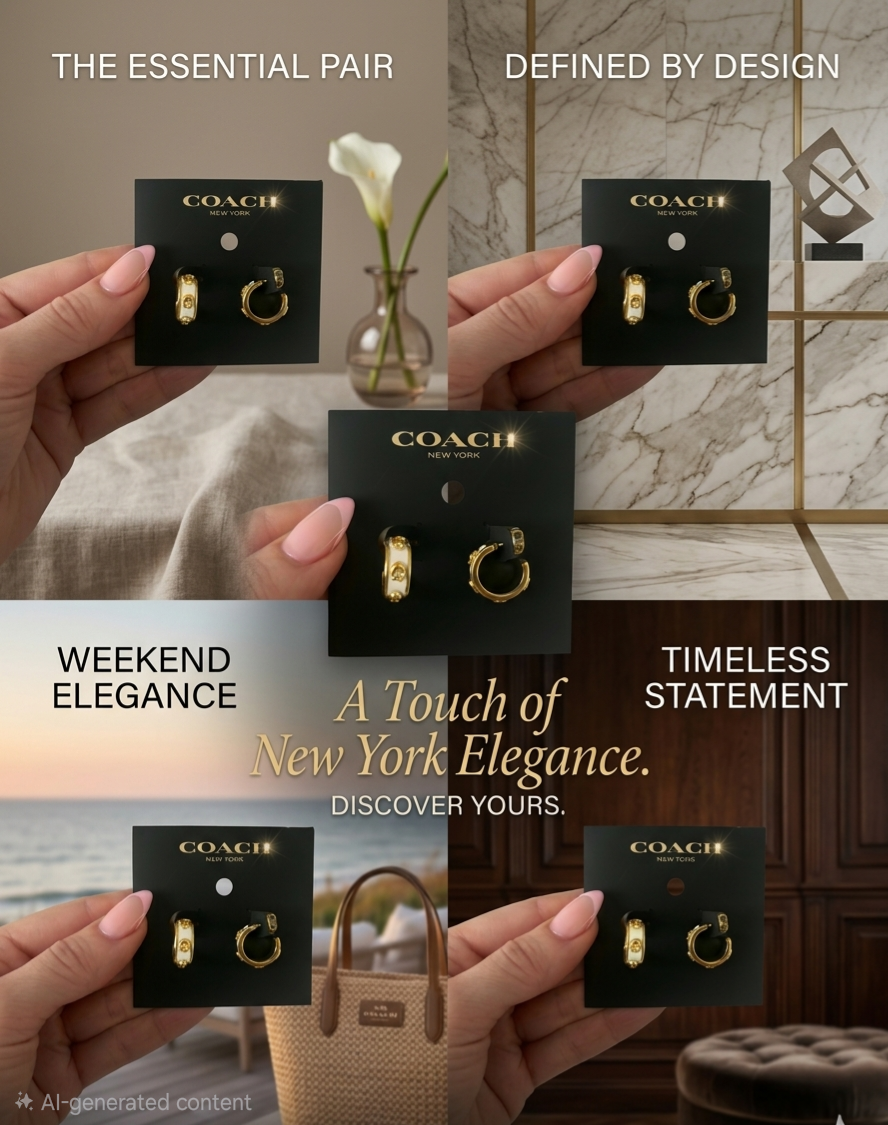 Coach New York Gold Hoop Earrings