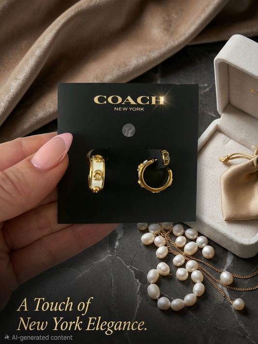 Coach New York Gold Hoop Earrings