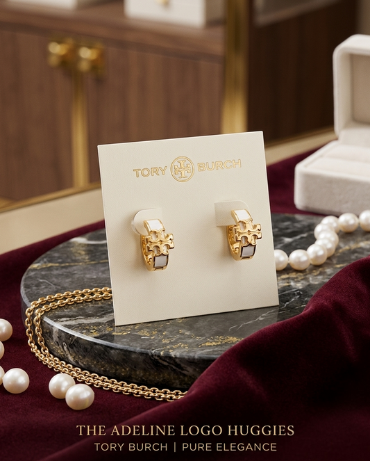 Tory Burch Icon Huggie Earrings – 18K Gold & New Ivory Enamel