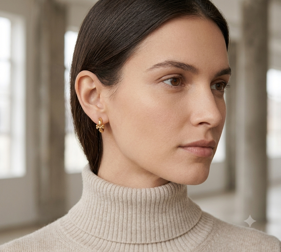 Tory Burch Kira Huggie Hoop Earrings in Gold