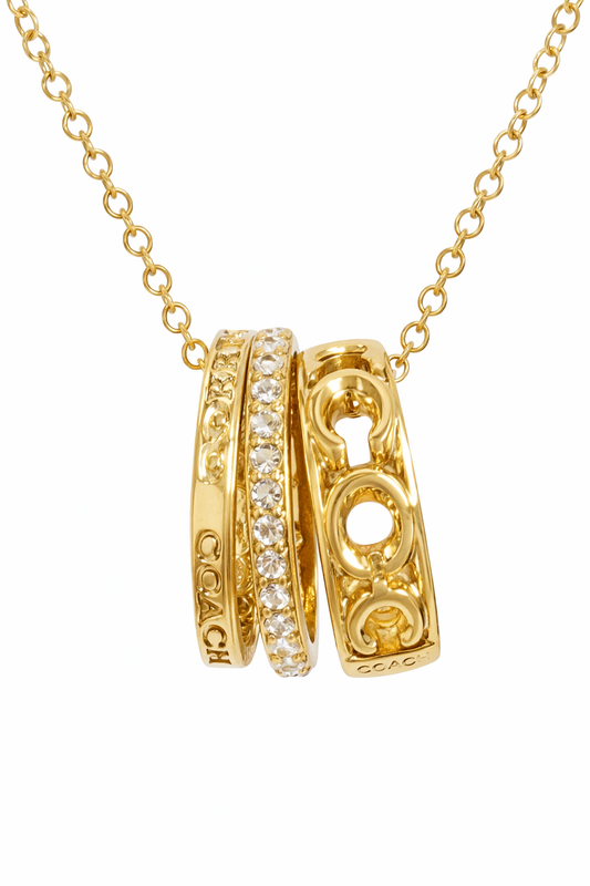 Coach Signature Rondell Necklace featuring Signature C, Pavé Crystal and COACH Charm Rondells