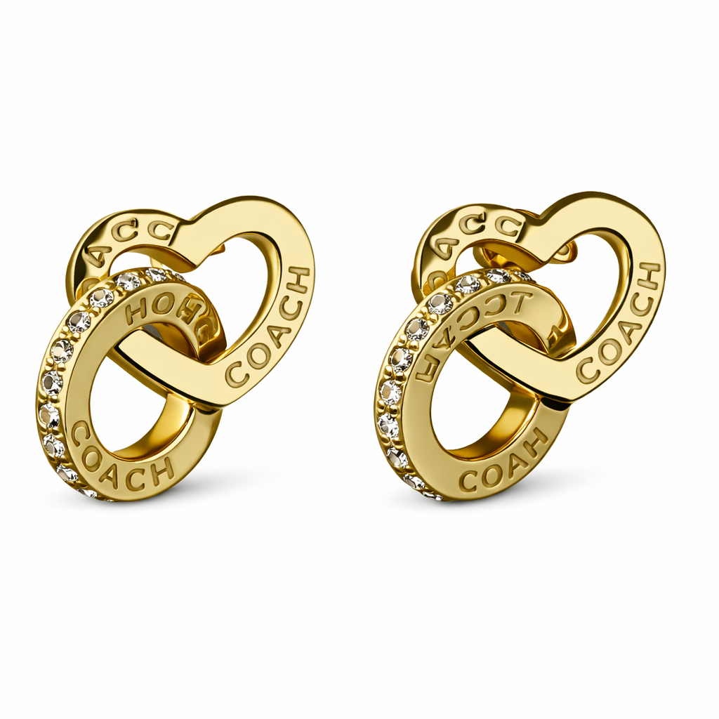 Coach Interlocking Open Circle Heart Earrings
