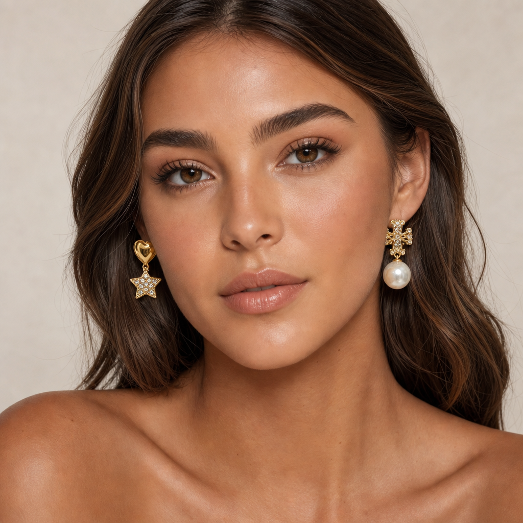 Tory Burch Asymmetrical Celestial Drop Earrings