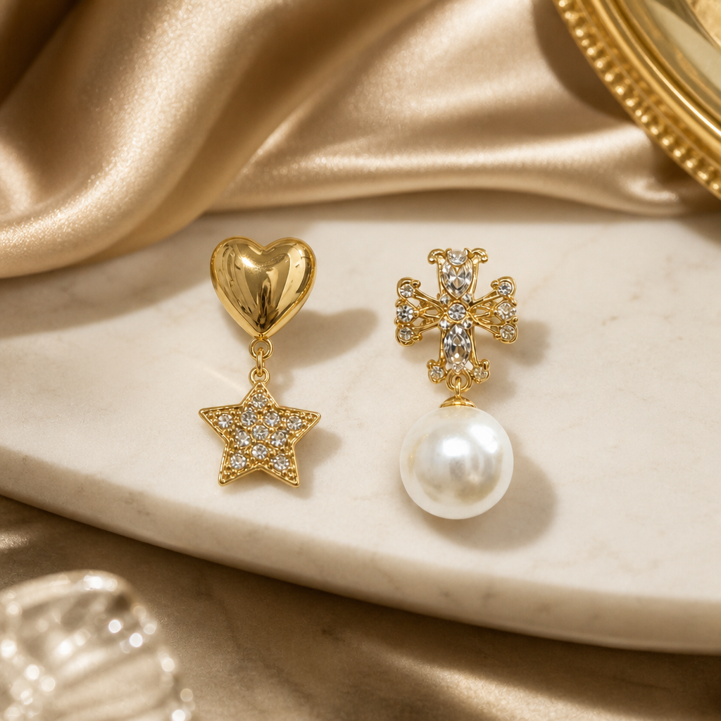 Tory Burch Asymmetrical Celestial Drop Earrings