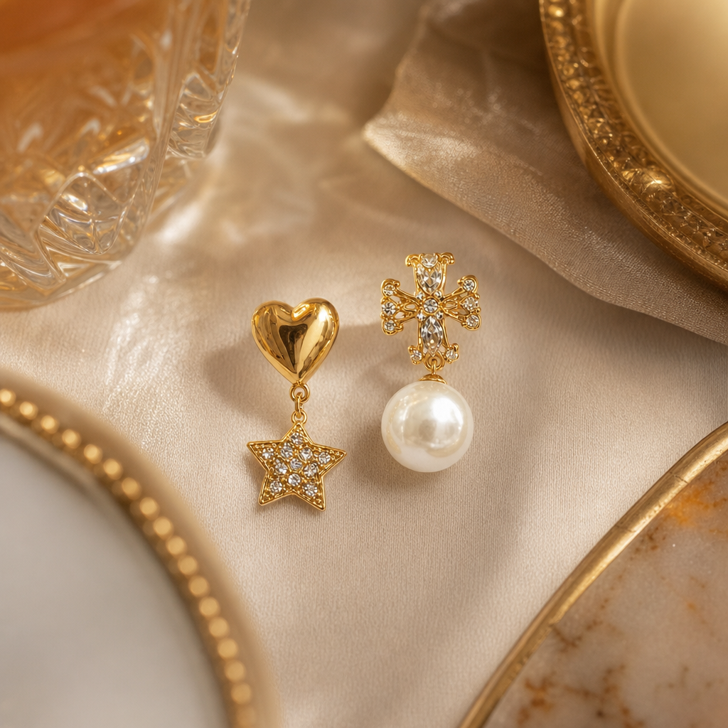Tory Burch Asymmetrical Celestial Drop Earrings