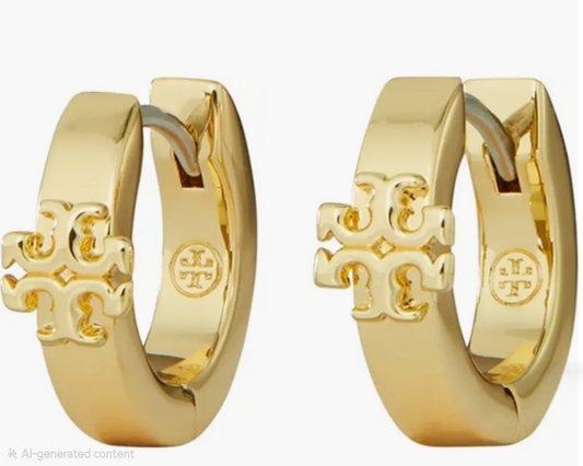 Tory Burch Iconic Huggie Earrings – Double-T Logo in Gold-Tone