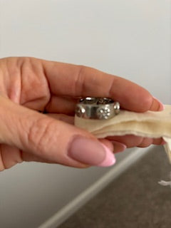 Tory Burch Milgrain Logo Ring in Sterling Silver