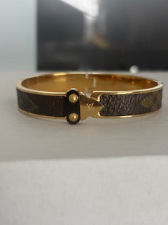 LV Leather Monogram Bangle Bracelet 19cm