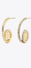Tory Burch Icon Pavé Logo Earrings in Tory Gold and Crystal