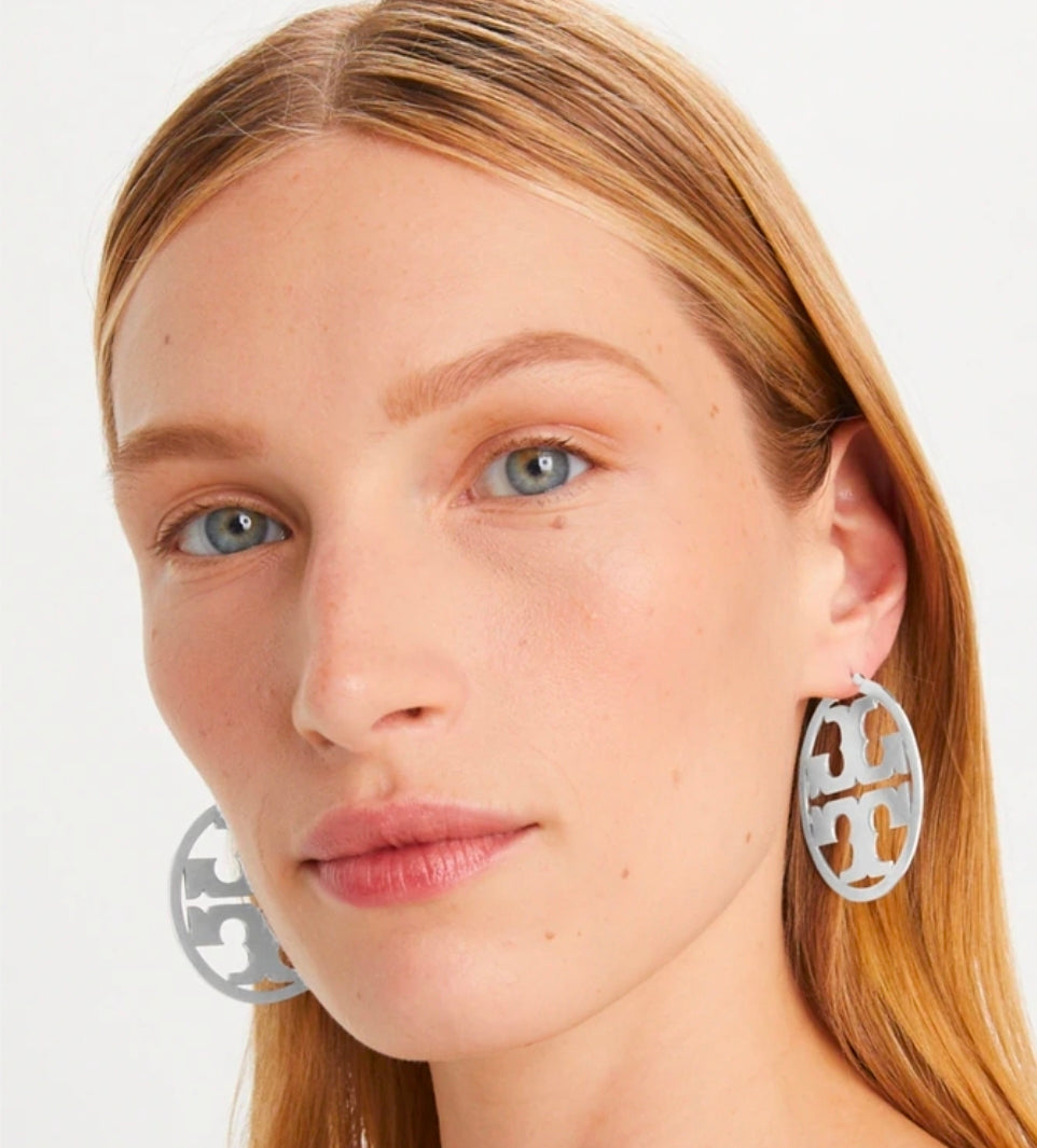 Tory Burch Large Icon Earrings in Silver