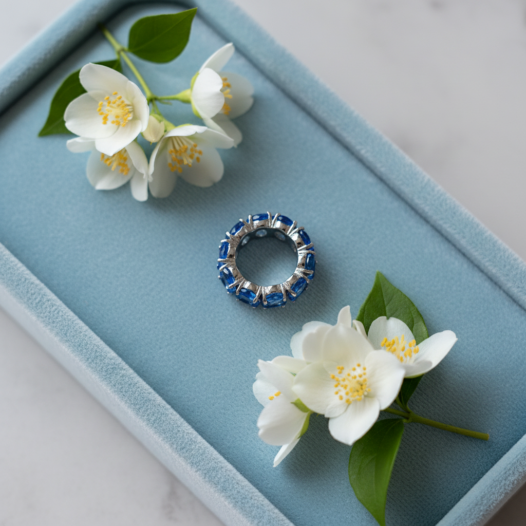 Blue velvet tray