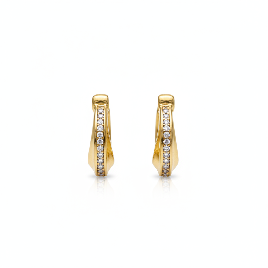 Coach Gold Pavé Huggie Earrings - White Background