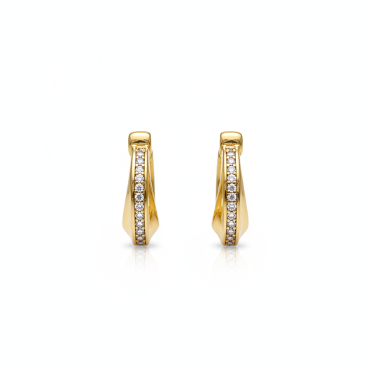 Coach Gold Pavé Huggie Earrings - White Background