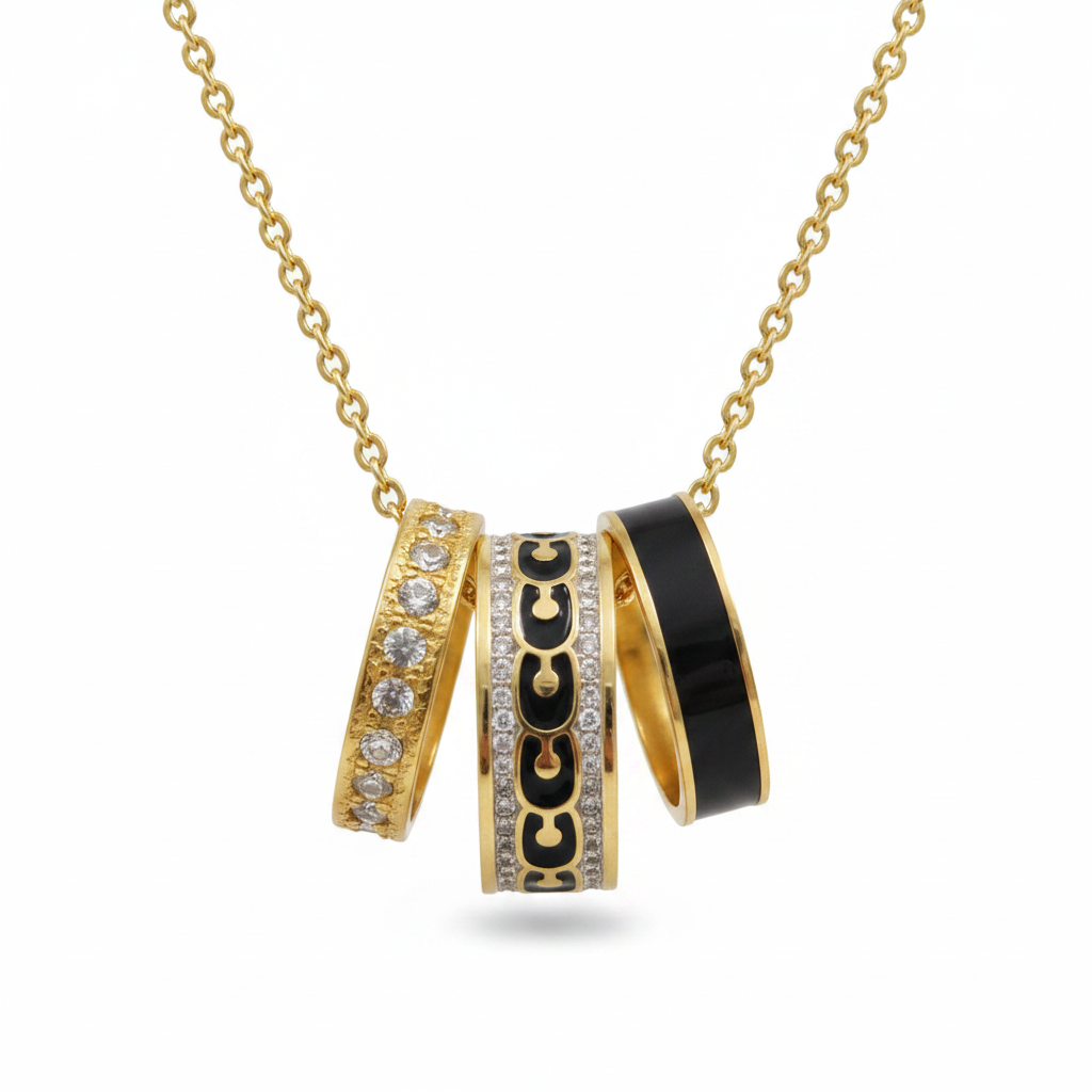Coach Stacked Ring Necklace - White Background