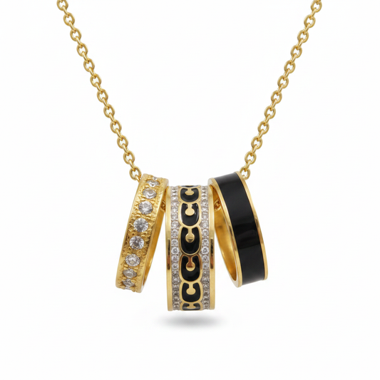 Coach Stacked Ring Necklace - White Background