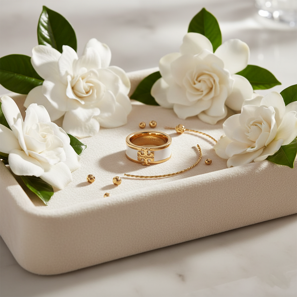 Cream velvet tray