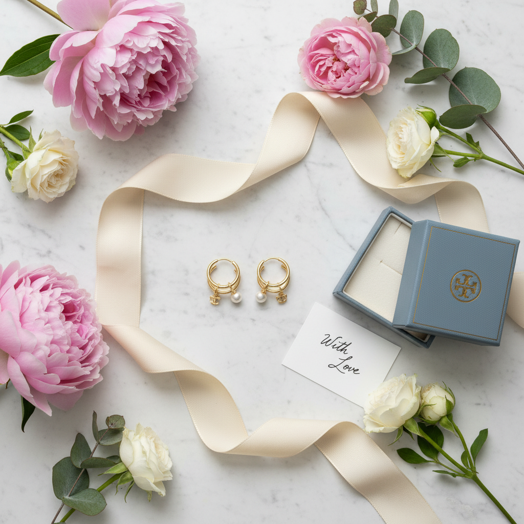 Flat lay with florals