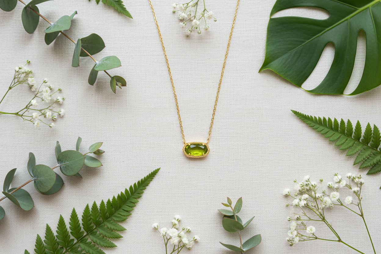 Flat lay with greenery