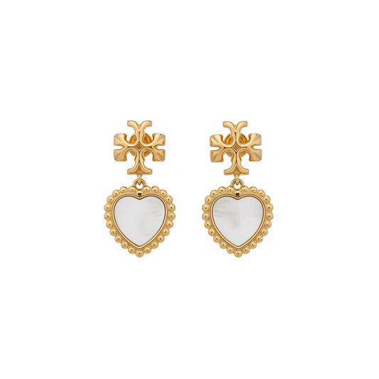 Gold Heart Earrings - White Background