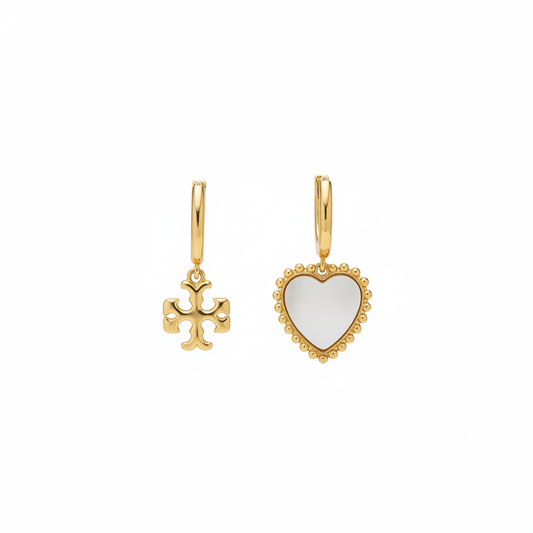Gold Hoop Heart Earrings - Clean Product Shot