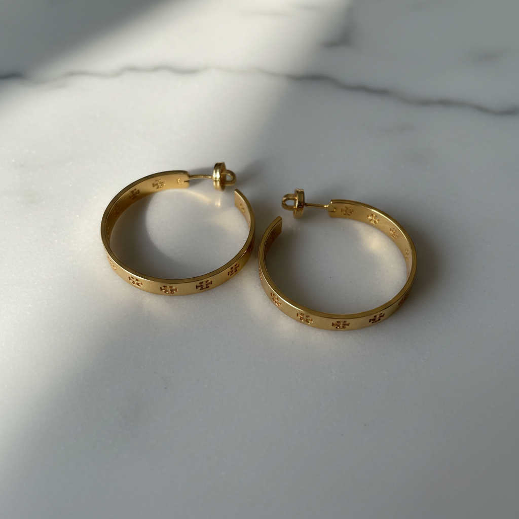 Gold Icon Hoops - marble surface revised