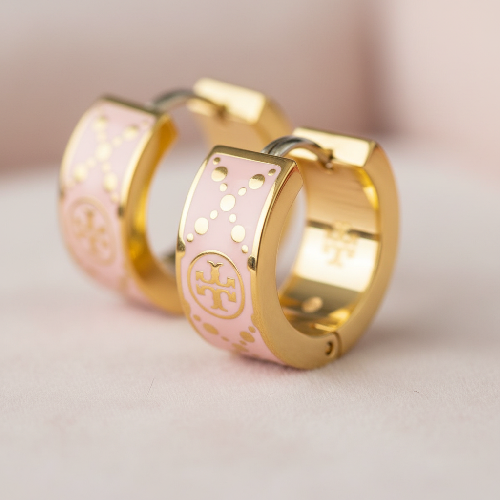 Tory Burch Small T Monogram Hoop Earrings - Macro Detail