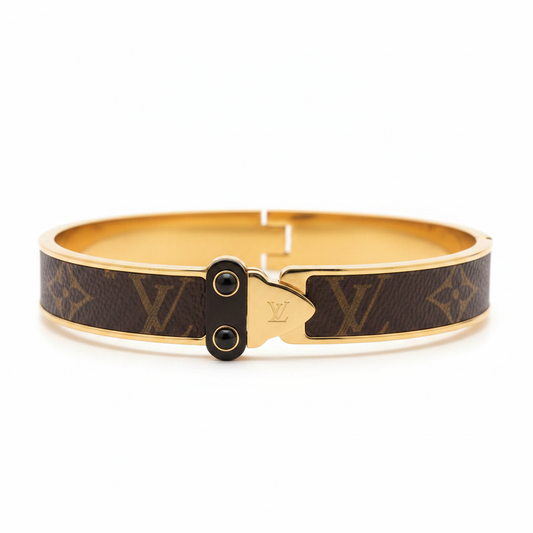 LV Leather Monogram Bangle Bracelet 19cm