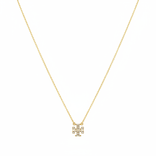 Tory Burch Kira Pavé Logo Delicate Necklace - Clean Product Shot