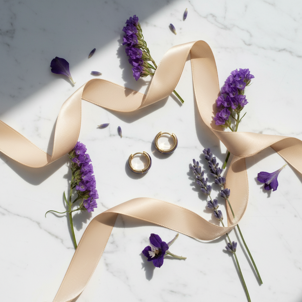Kendra Scott Ainsley Huggies - white marble flat lay