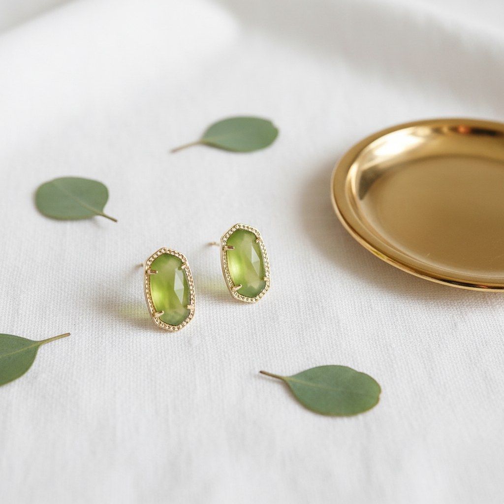 Kendra Scott Ellie Peridot Illusion Earrings - flat lay lifestyle