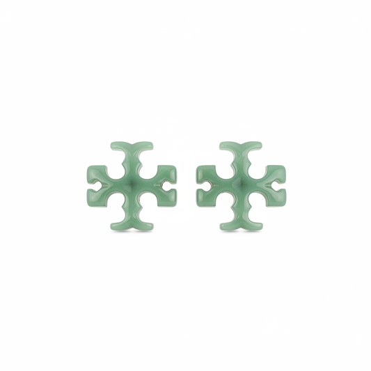 Tory Burch Roxanne Cross Stud Earrings Azure Green - Clean Product Shot