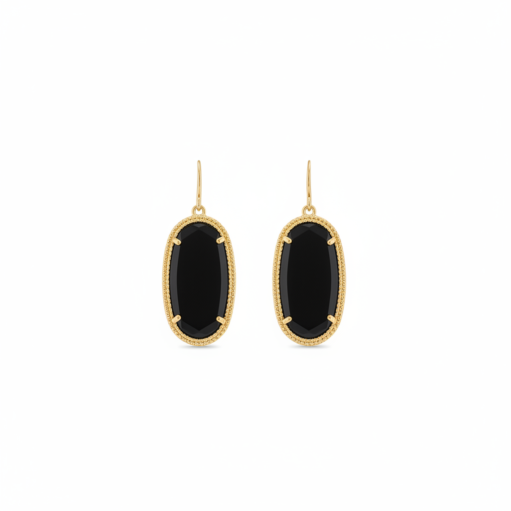 Kendra Scott Elle Gold Drop Earrings in Black Opaque Glass
