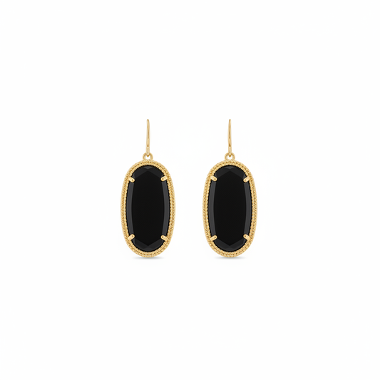 Kendra Scott Elle Gold Drop Earrings in Black Opaque Glass