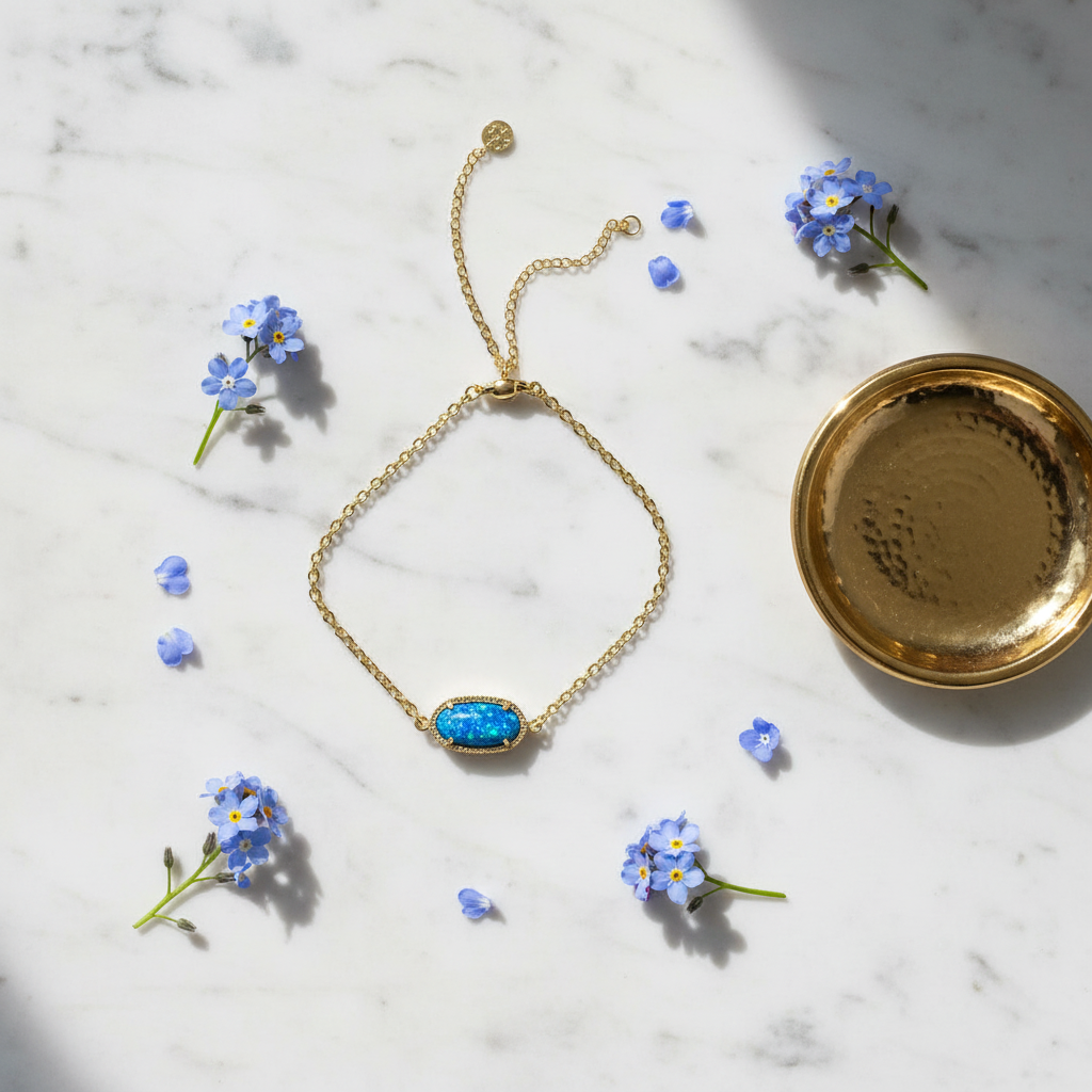 Kendra Scott Elaina Bracelet - marble flat lay lifestyle