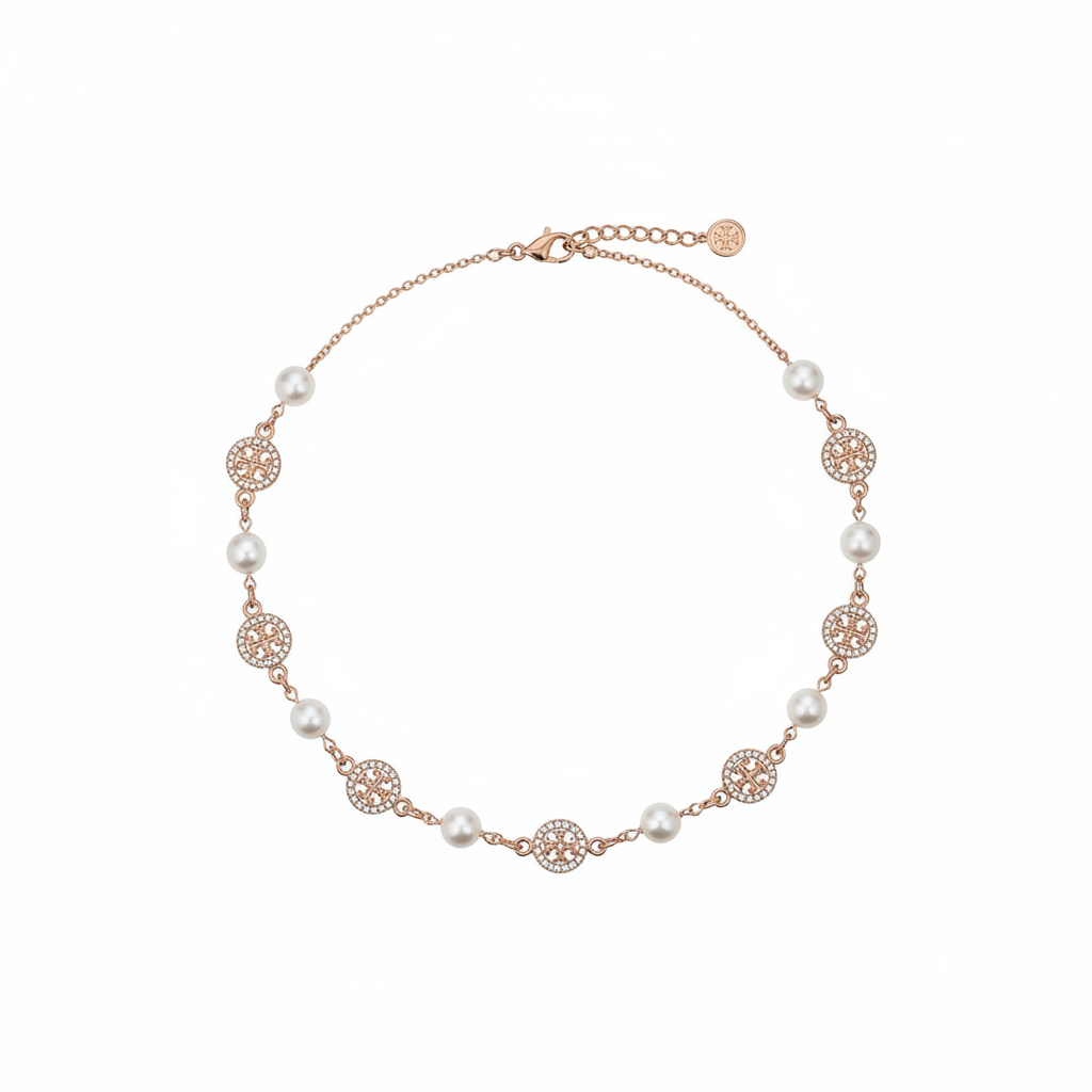 Tory Burch Miller Pavé and Cultured Pearl Necklace - clean product shot