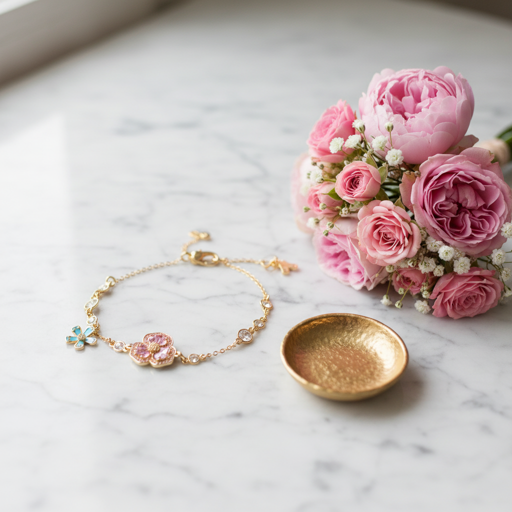 Kate Spade Fleurette Line Bracelet - marble and florals lifestyle