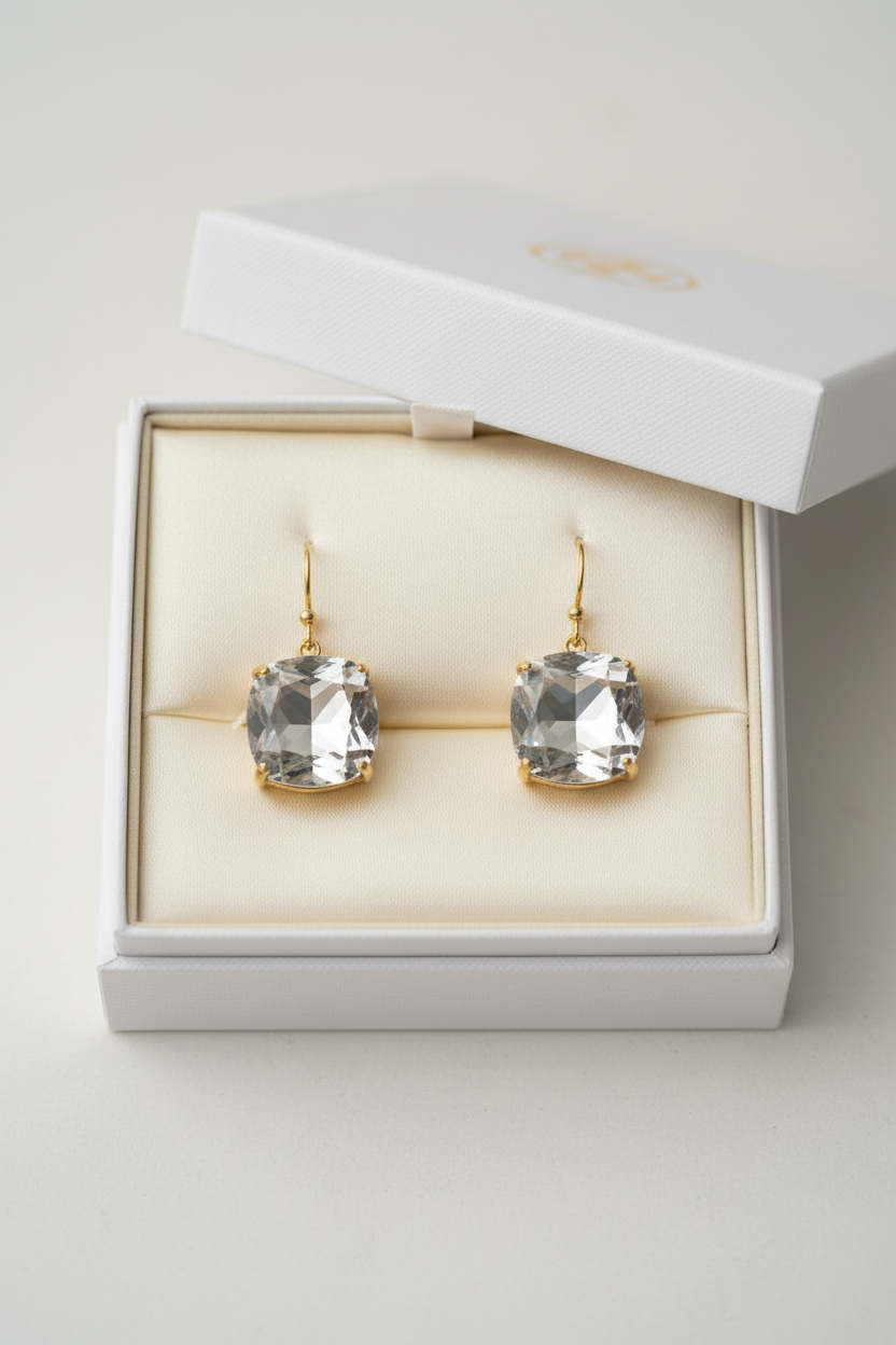 Tory Burch crystal drop earrings in luxury white gift box