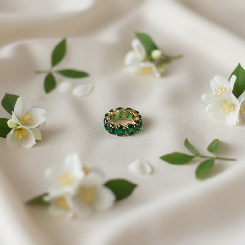 Kate Spade Candy Shop Oval Ring in Green - ivory silk flat lay