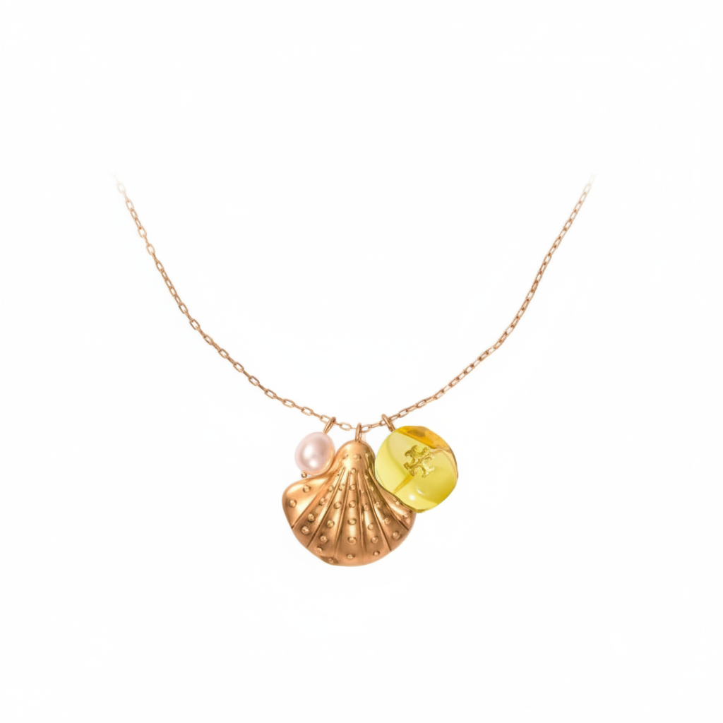 Tory Burch Sea of Dreams Shell Pendant Necklace - clean product shot